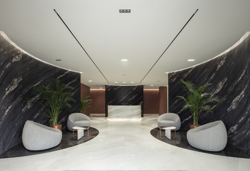 Restyling the interiors of fiandre headquarters in castellarano, with a focus applications